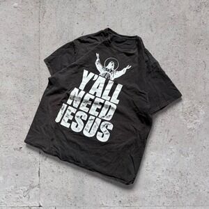 Y2K Vintage Jesus Y'all Need Jesus Christian Black T-Shirt